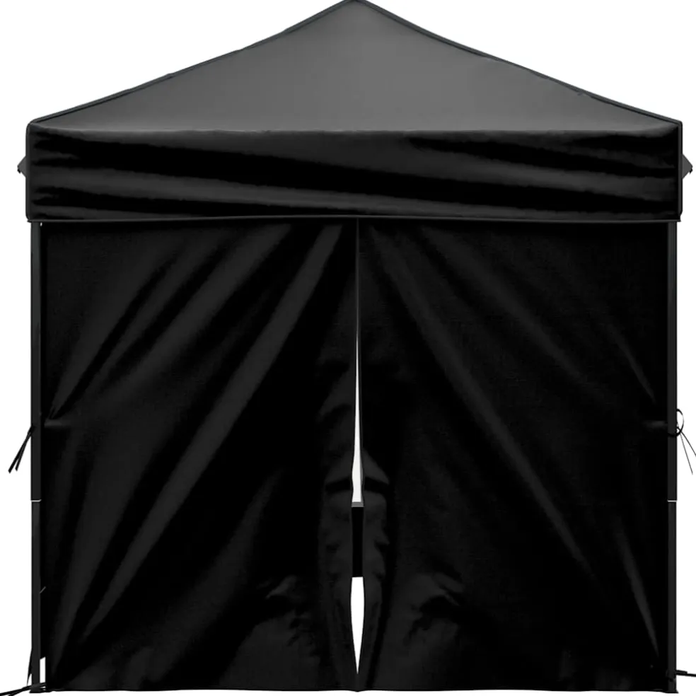 vidaXL Partytent inklapbaar met zijwanden 2x2 m zwart