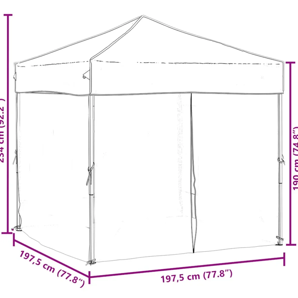vidaXL Partytent inklapbaar met zijwanden 2x2 m crèmekleurig