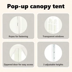 vidaXL Partytent inklapbaar met zijwanden 2x2 m crèmekleurig
