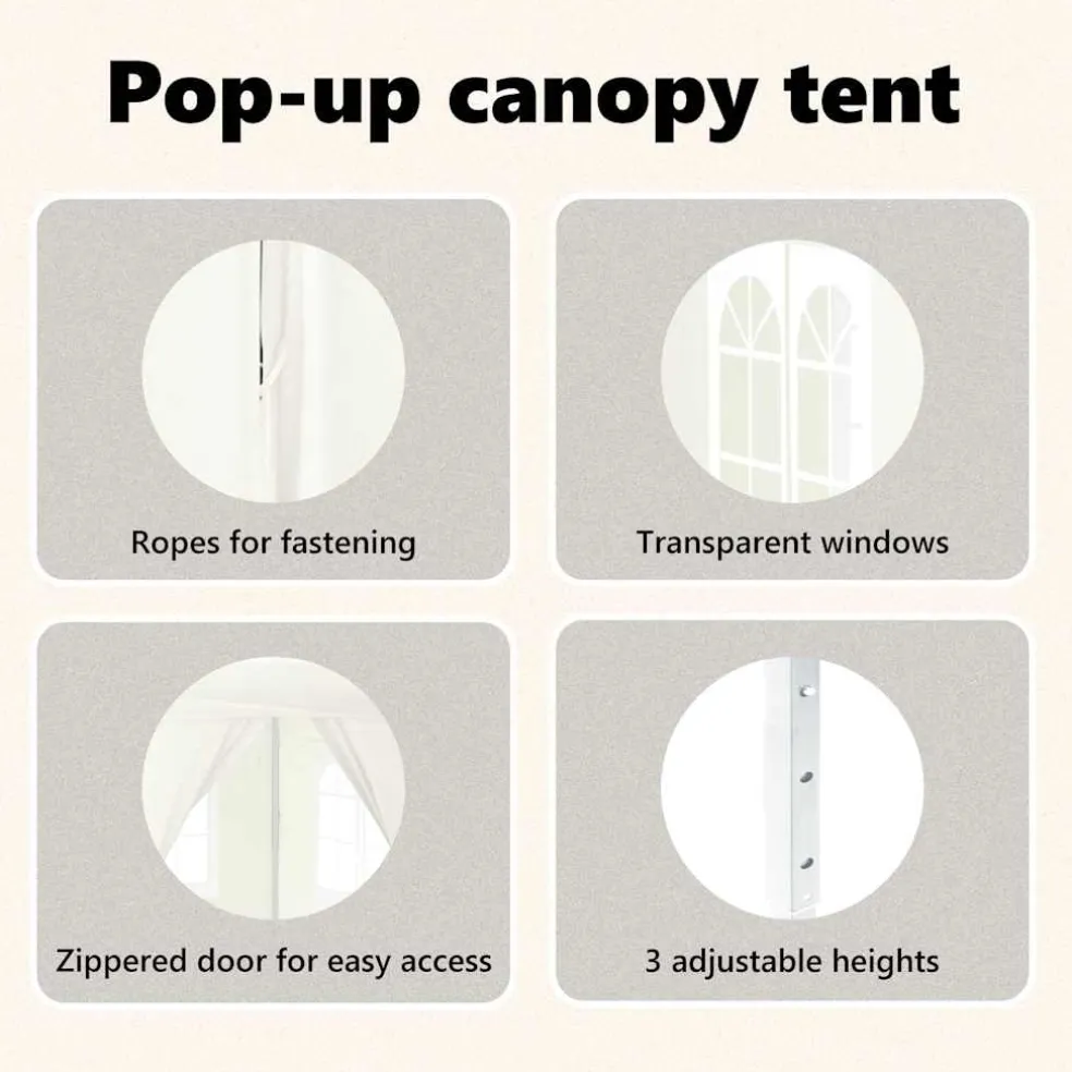 vidaXL Partytent inklapbaar met zijwanden 2x2 m crèmekleurig