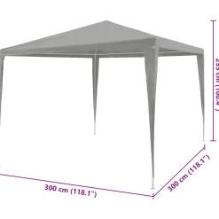 vidaXL Partytent Lichtgrijs 300 x 300 x 255 cm PE en staal
