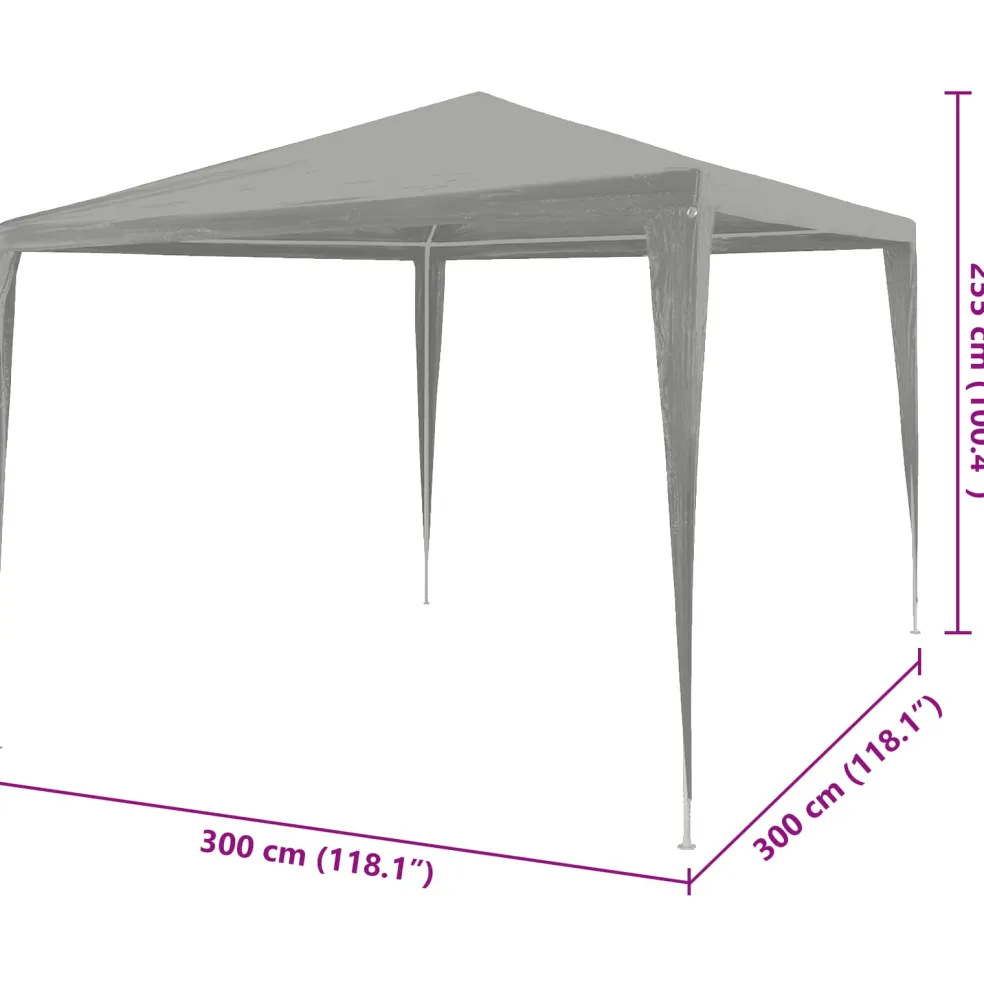 vidaXL Partytent Lichtgrijs 300 x 300 x 255 cm PE en staal