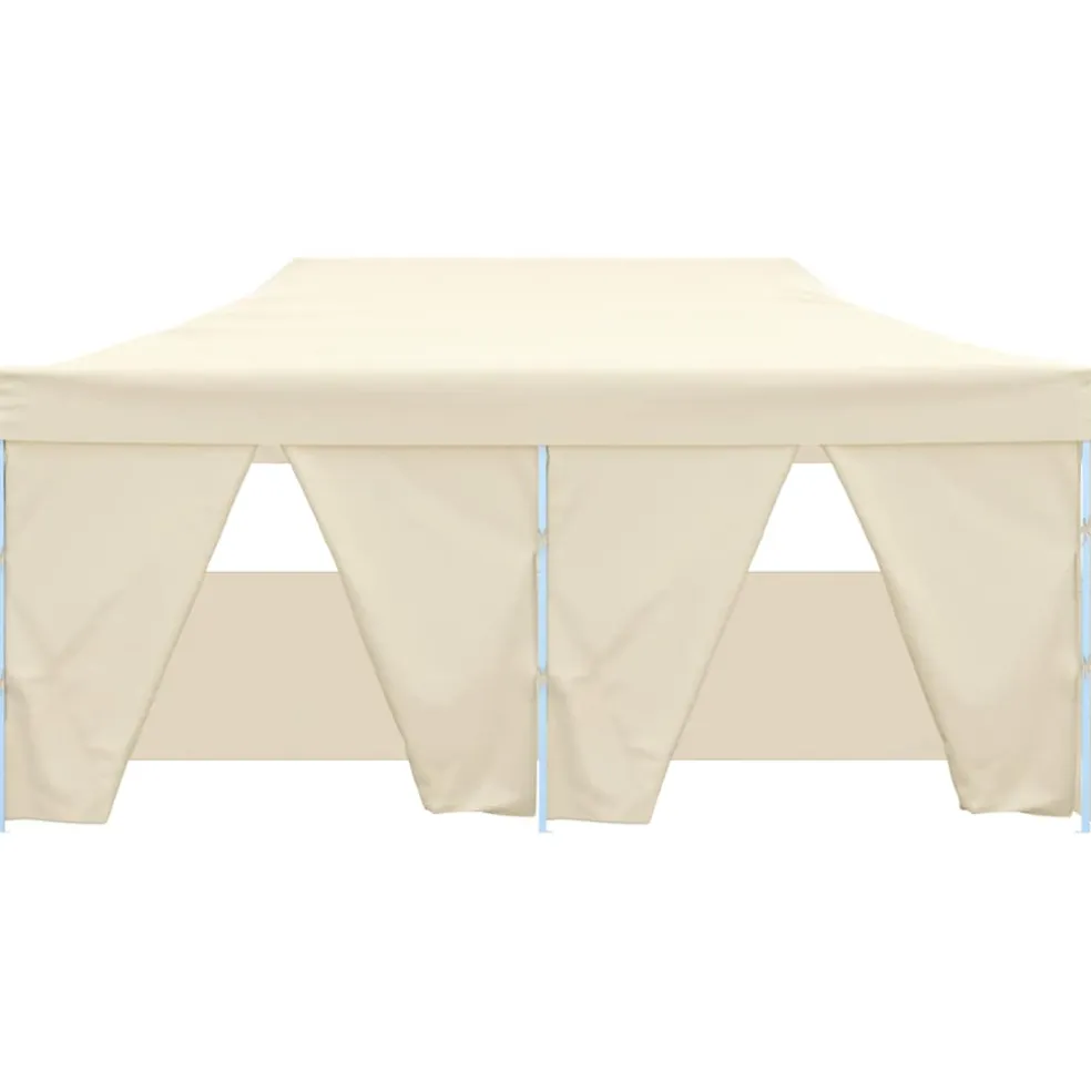 vidaXL Partytent met 4 zijwanden inklapbaar 3x6 m staal crème