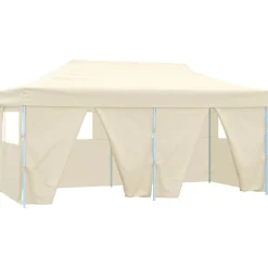 vidaXL Partytent met 4 zijwanden inklapbaar 3x6 m staal crème