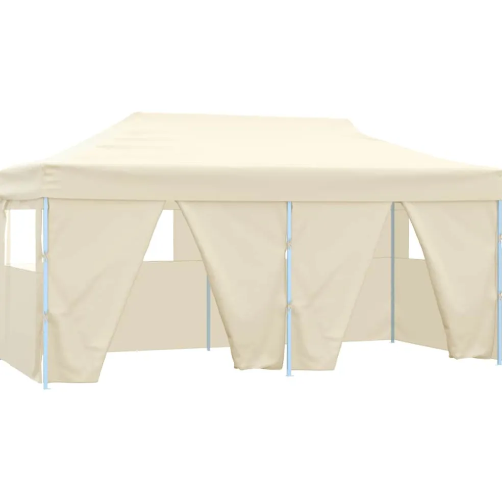 vidaXL Partytent met 4 zijwanden inklapbaar 3x6 m staal crème