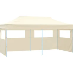 vidaXL Partytent met 4 zijwanden inklapbaar 3x6 m staal crème