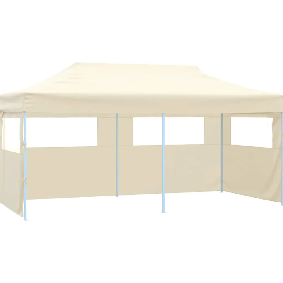 vidaXL Partytent met 4 zijwanden inklapbaar 3x6 m staal crème