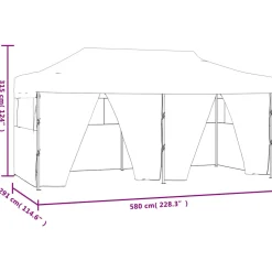 vidaXL Partytent met 4 zijwanden inklapbaar 3x6 m staal crème