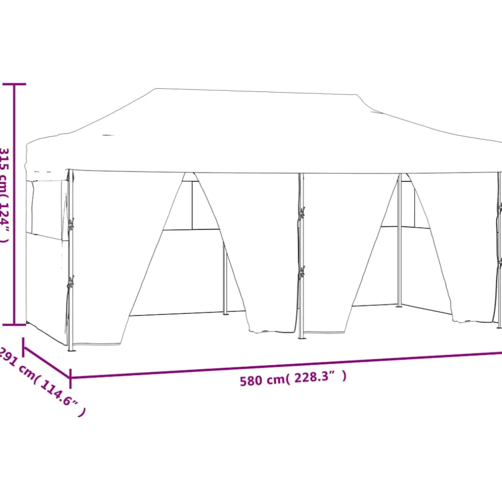 vidaXL Partytent met 4 zijwanden inklapbaar 3x6 m staal crème