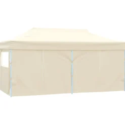 vidaXL Partytent met 4 zijwanden inklapbaar 3x6 m staal crème