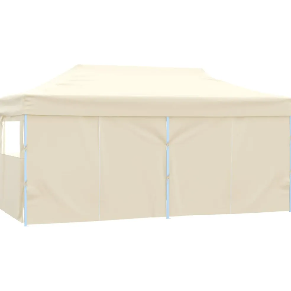 vidaXL Partytent met 4 zijwanden inklapbaar 3x6 m staal crème