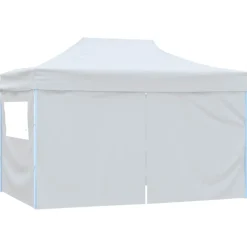vidaXL Partytent met 4 zijwanden inklapbaar 280x410x315 cm staal wit