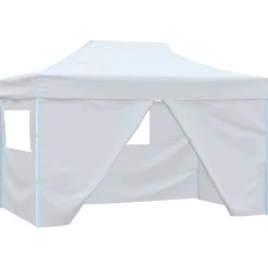vidaXL Partytent met 4 zijwanden inklapbaar 280x410x315 cm staal wit