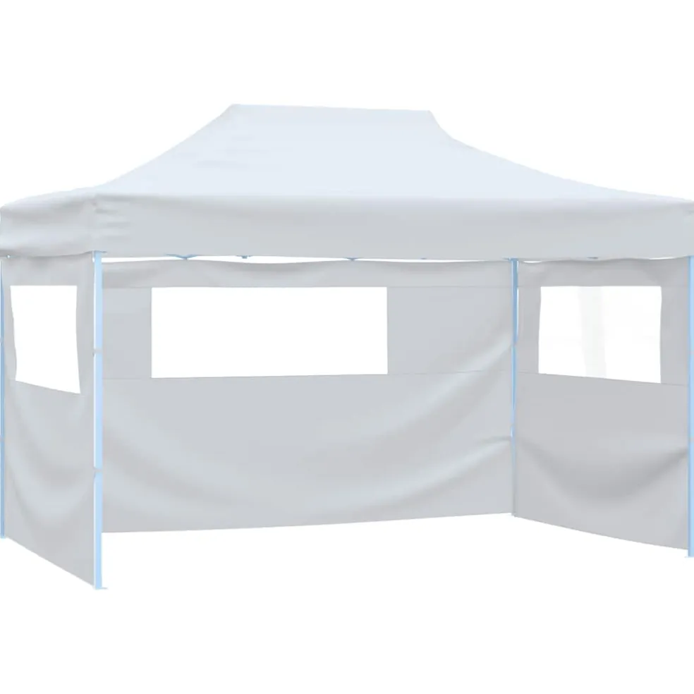 vidaXL Partytent met 4 zijwanden inklapbaar 280x410x315 cm staal wit