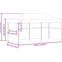 vidaXL Partytent pop-up inklapbaar met zijwanden 3x6 m antraciet