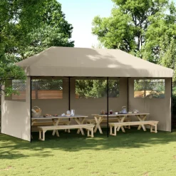 vidaXL Partytent Taupe met Zwarte Frame Oxford Stof