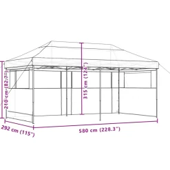 vidaXL Partytent Taupe met Zwarte Frame Oxford Stof