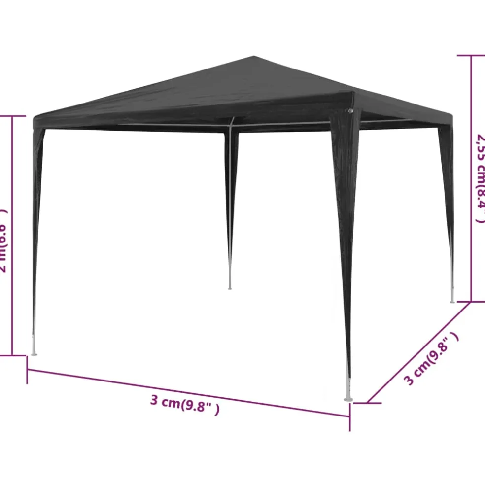 vidaXL Partytent 3x3 m PE antraciet
