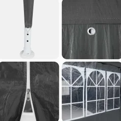 vidaXL Partytent 400 x 400 x 266 cm Antracietkleurig Polyetheen