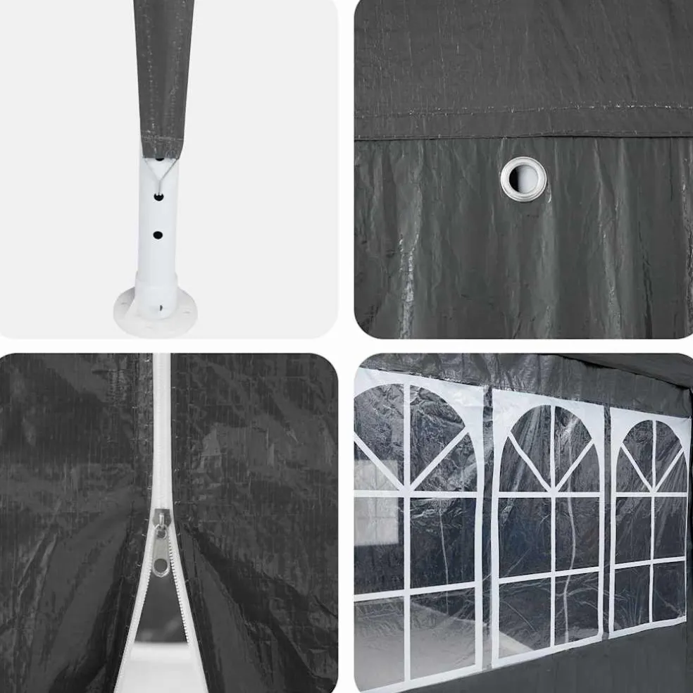 vidaXL Partytent 400 x 400 x 266 cm Antracietkleurig Polyetheen