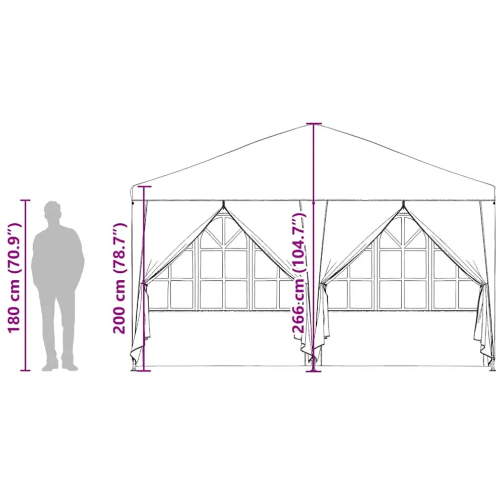 vidaXL Partytent 400 x 400 x 266 cm Antracietkleurig Polyetheen