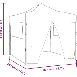 vidaXL Partytent 291 x 291 x 315 cm Antracietkleurig Oxford Stof