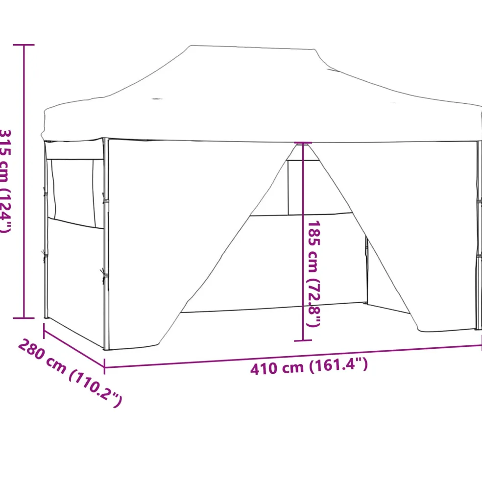 vidaXL Partytent 280 x 410 x 315 cm Antracietkleurig Oxford Stof