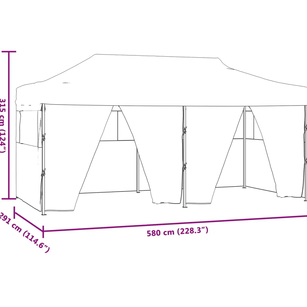 vidaXL Partytent 291 x 580 x 315 cm Antraciet Oxford Stof
