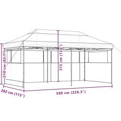 vidaXL Partytent 292 x 580 x 315 cm Beige Oxford Stof