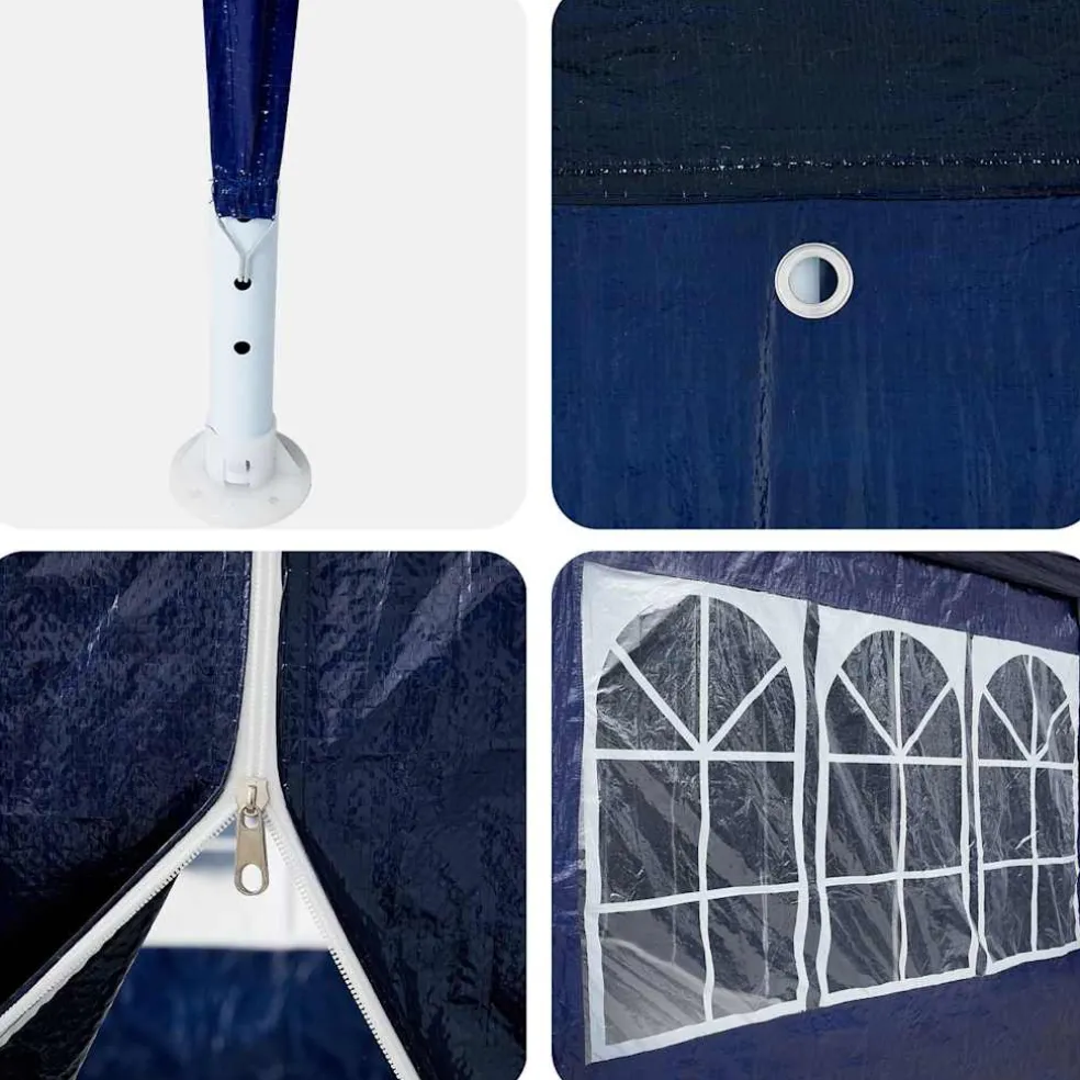 vidaXL Partytent 400 x 400 x 266 cm Blauw Polyetheen