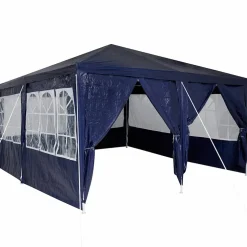 vidaXL Partytent 400 x 400 x 266 cm Blauw Polyetheen