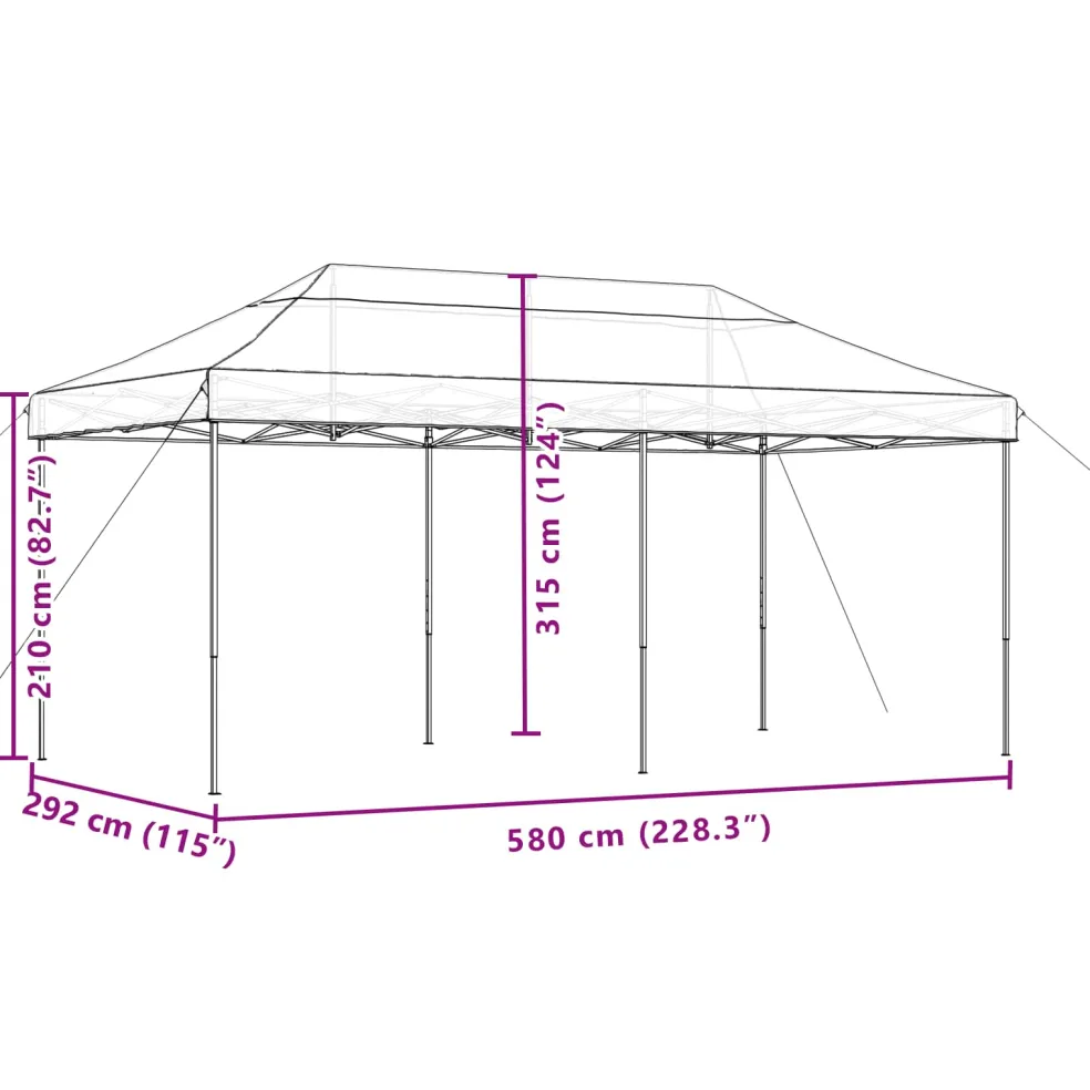 vidaXL Partytent 292 x 580 x 315 cm Bruin Oxford Stof
