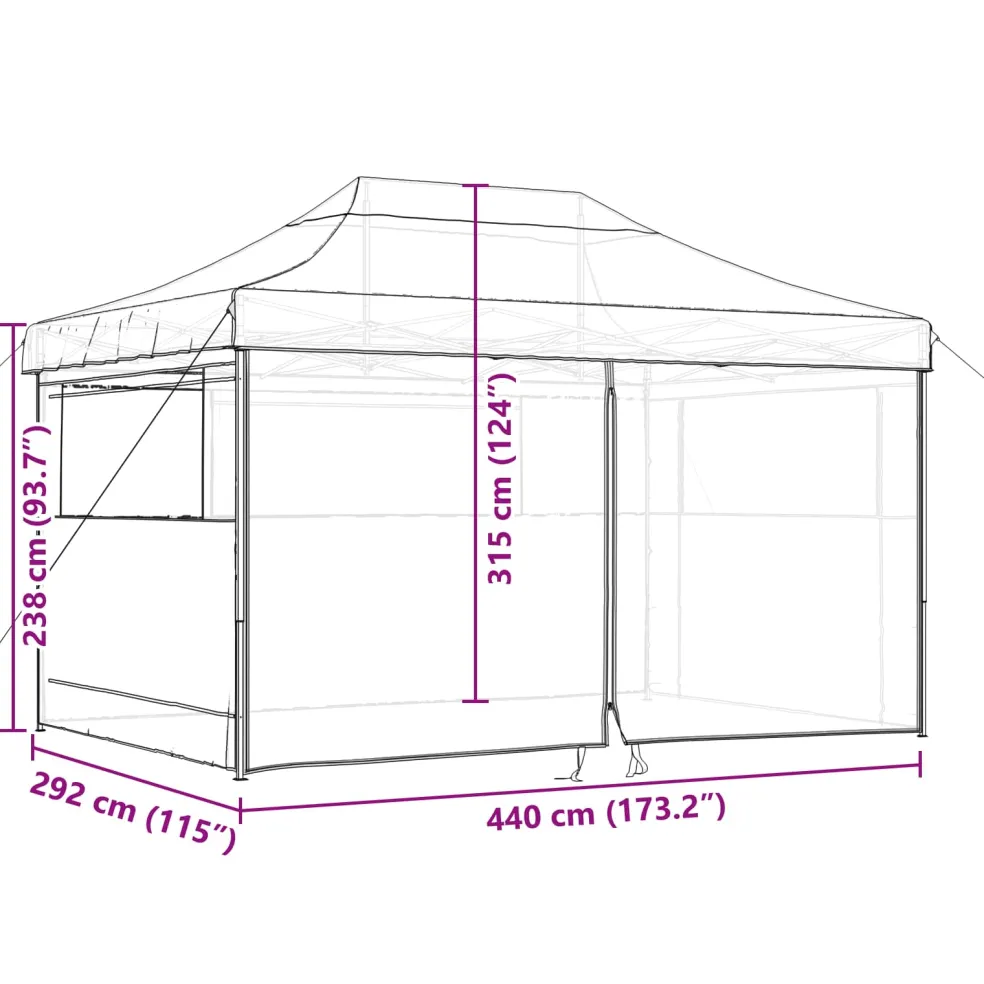 vidaXL Partytent 292 x 440 x 315 cm Groen Oxford Stof