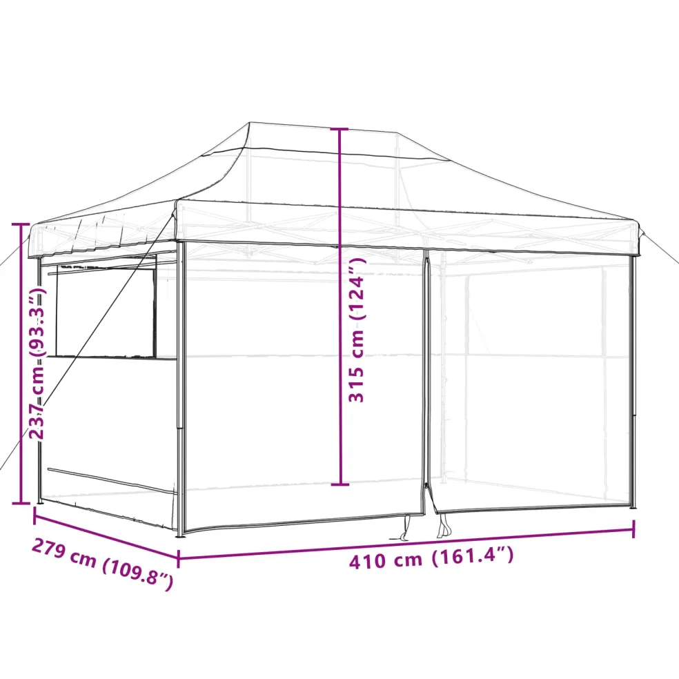 vidaXL Partytent 279 x 410 x 315 cm Oranje Oxford Stof
