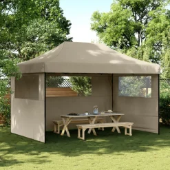 vidaXL Partytent 440 x 292 x 315 cm Taupe met Zwarte Frame