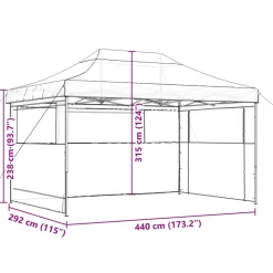 vidaXL Partytent 440 x 292 x 315 cm Taupe met Zwarte Frame