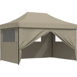 vidaXL Partytent 410 x 279 x 315 cm Taupe met Zwart Frame