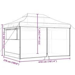 vidaXL Partytent 410 x 279 x 315 cm Taupe met Zwart Frame