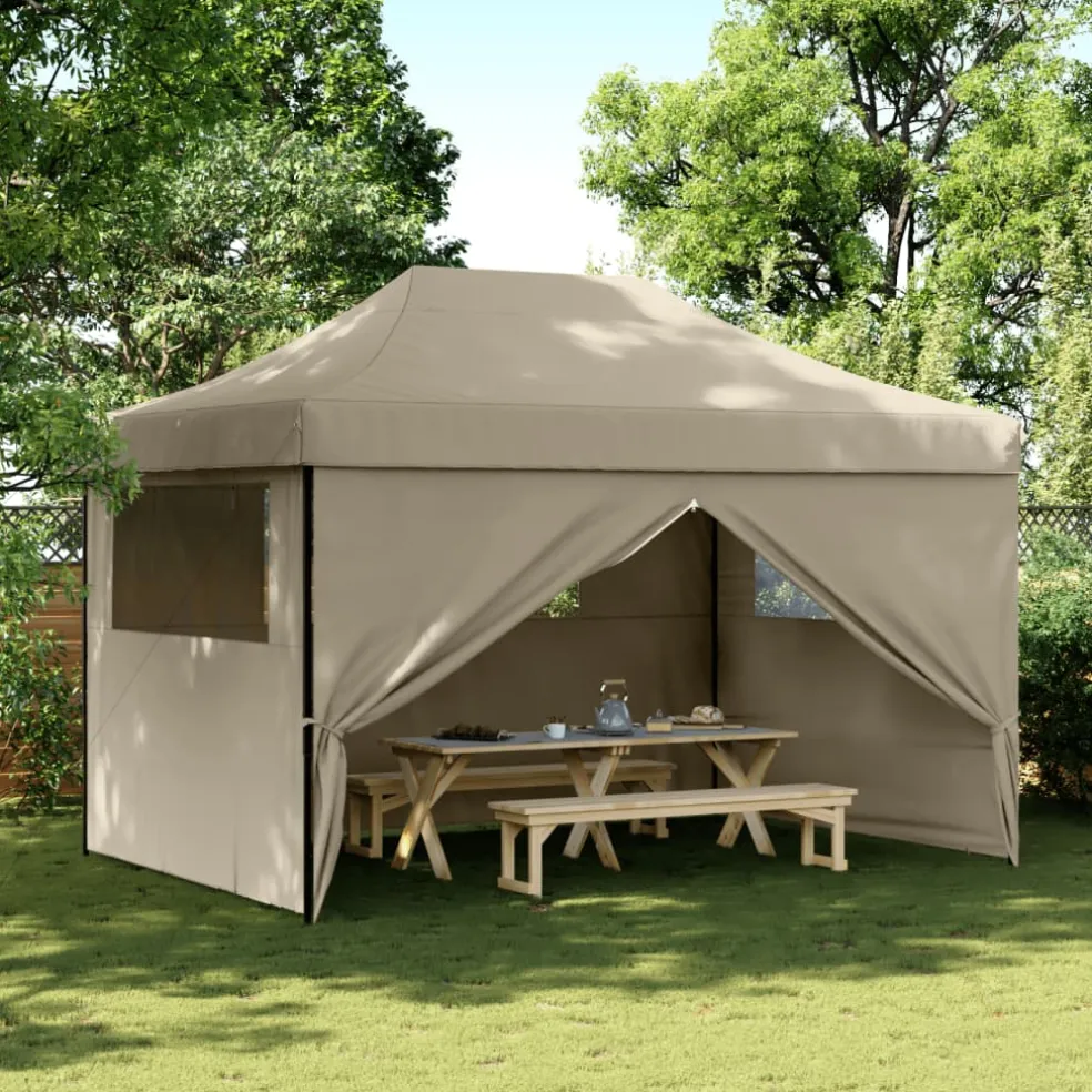 vidaXL Partytent 410 x 279 x 315 cm Taupe met Zwart Frame