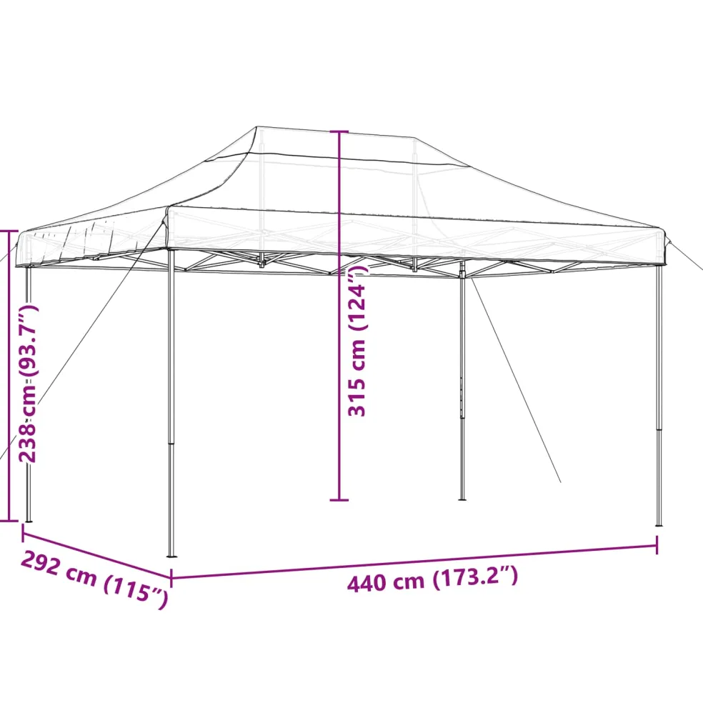 vidaXL Partytent 292 x 440 x 315 cm Zwart Oxford Stof