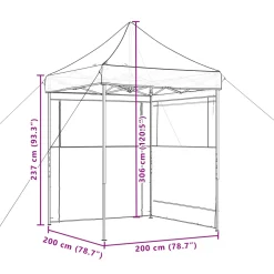 vidaXL Partytent 200 x 200 x 306 cm Zwart Oxford Stof