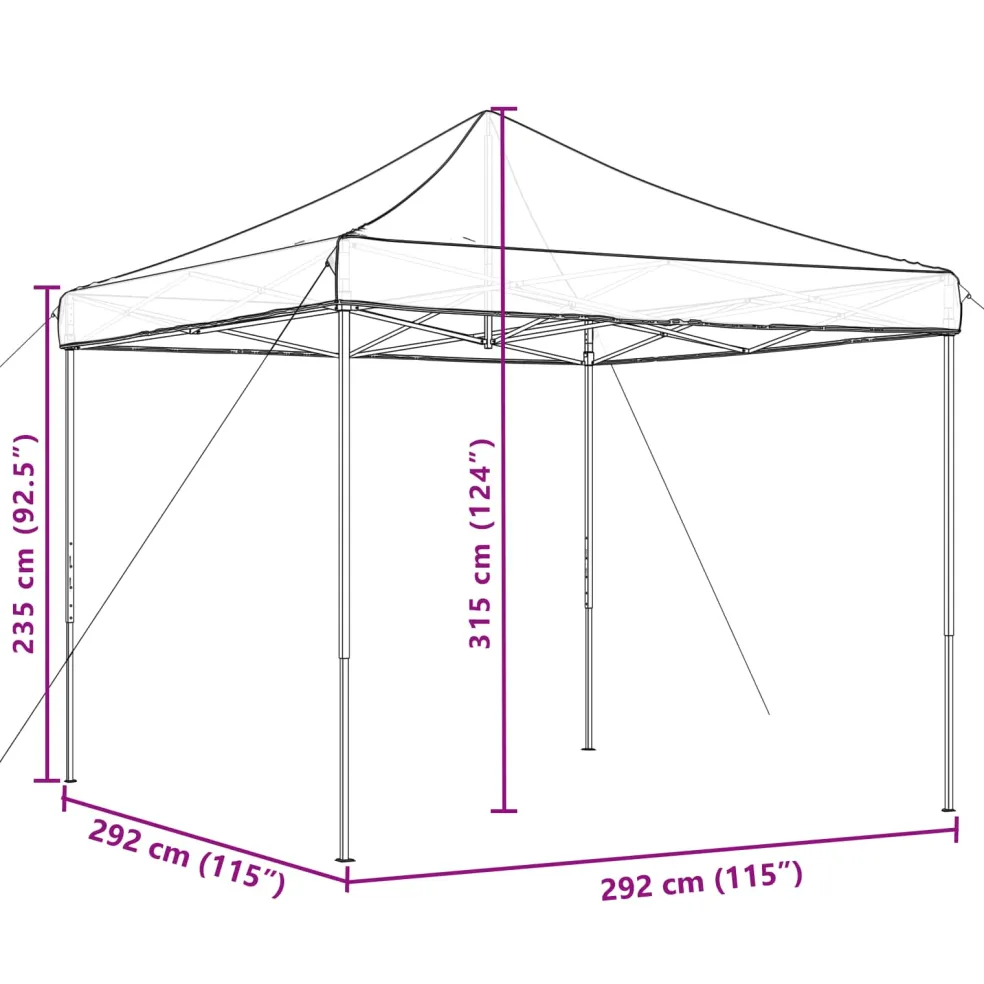 vidaXL Partytent 292 x 292 x 315 cm Zwart Oxford Stof