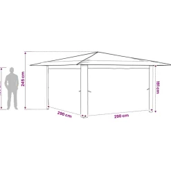 vidaXL Paviljoen zonder Zijwand 4 x 4 m Lichtgrijs en antracietkleurig