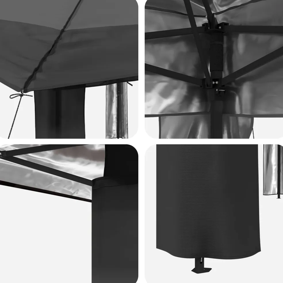 vidaXL Paviljoen zonder Zijwand 4 x 4 m Lichtgrijs en antracietkleurig