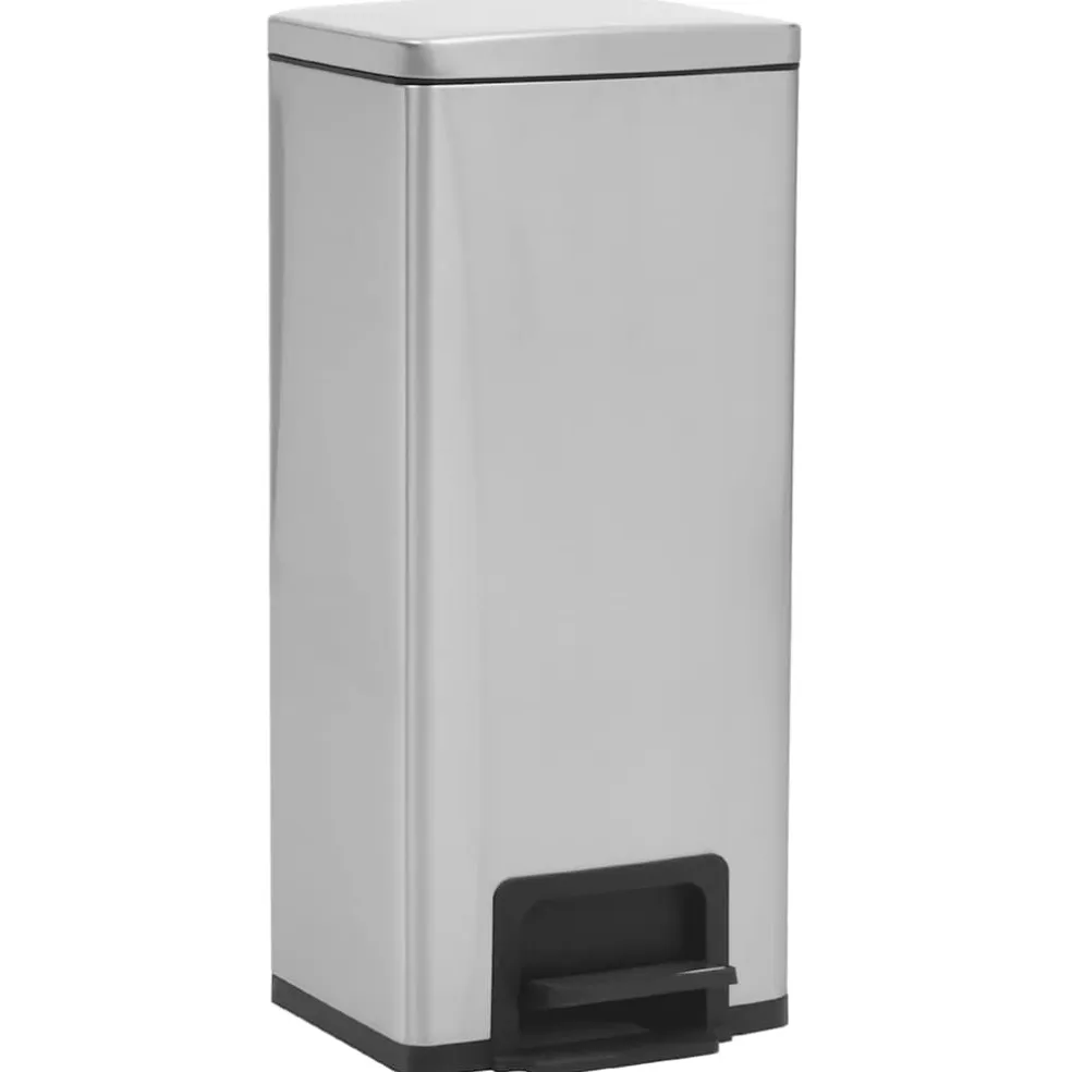 vidaXL Pedaalemmer met anti-vingerafdruk 30 L RVS zilverkleurig