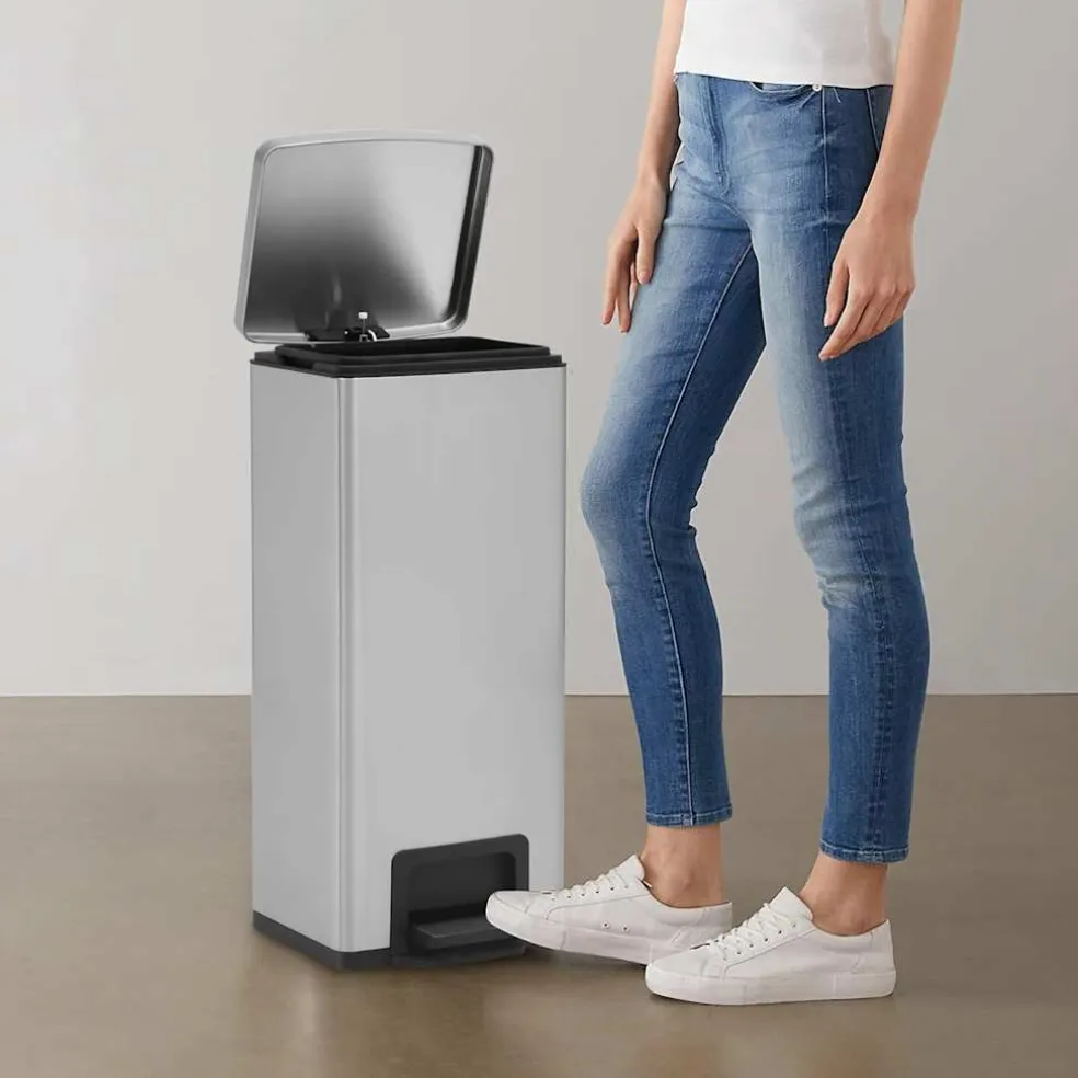 vidaXL Pedaalemmer met anti-vingerafdruk 30 L RVS zilverkleurig