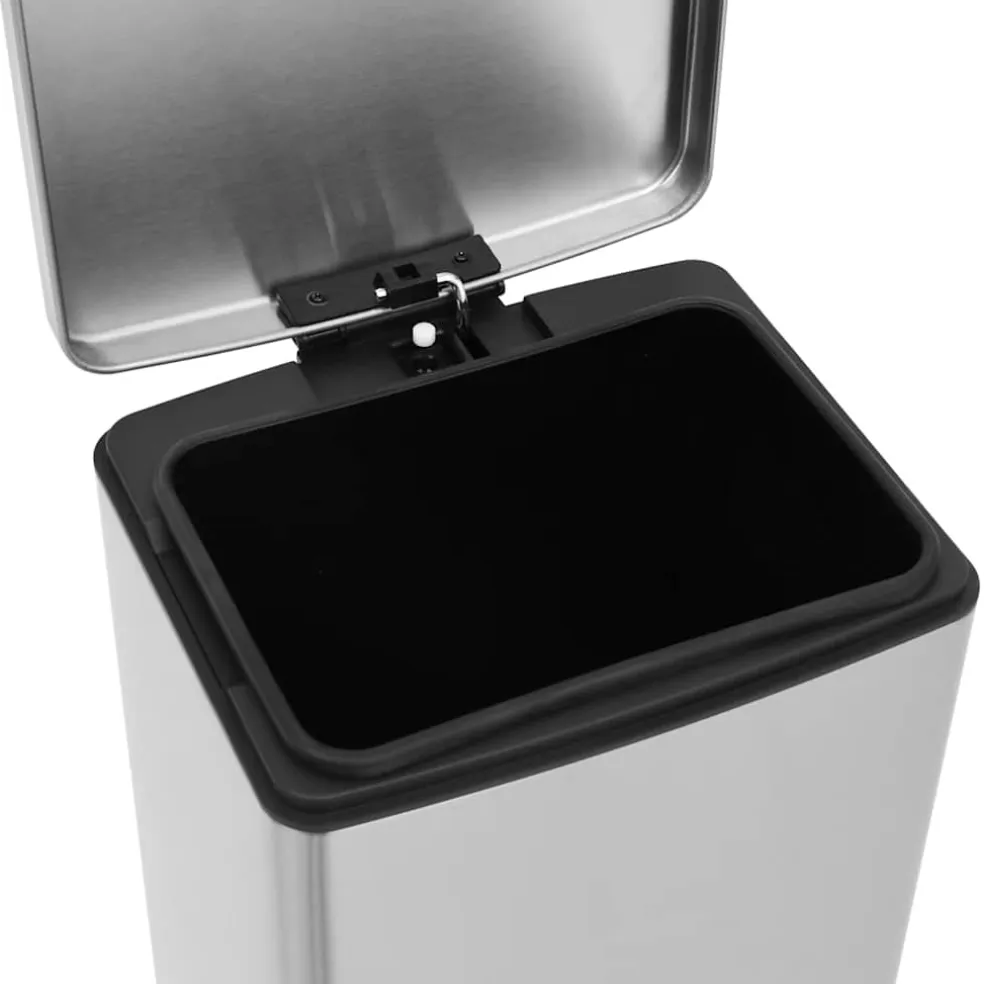 vidaXL Pedaalemmer met anti-vingerafdruk 30 L RVS zilverkleurig
