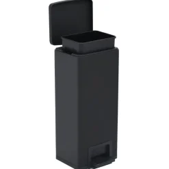vidaXL Pedaalemmer met anti-vingerafdruk 30 L RVS zwart