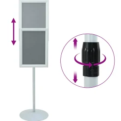 vidaXL Pedestal Posterstand 33 x 33 x 126 cm PVC en staal zilver