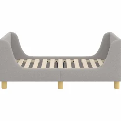 vidaXL Peuterbedframe met hoofdbord Lichtgrijs 70 x 140 cm Bouclé